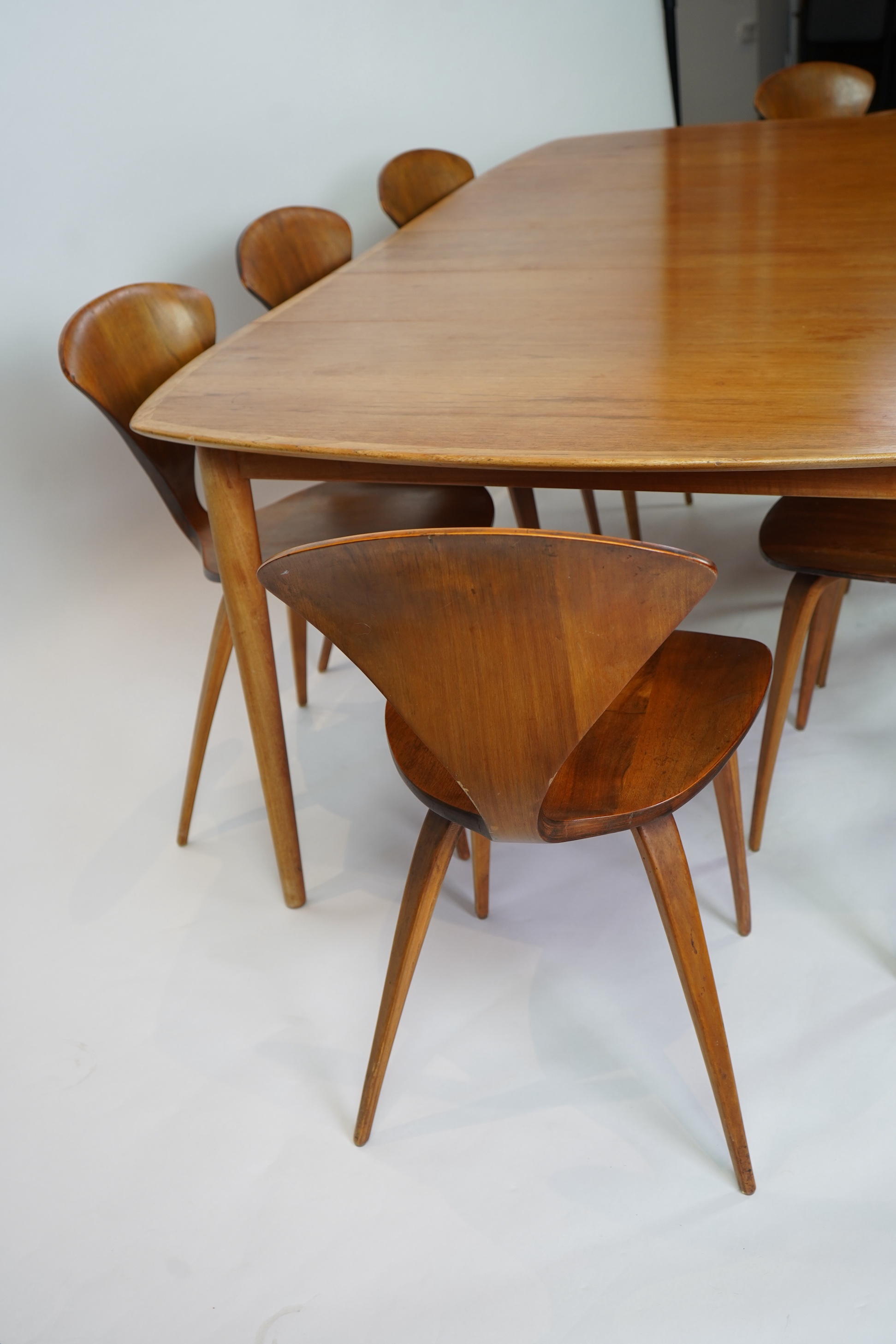 Norman Cherner (American, 1920-1987) for Plycraft (Bernardo): A set of eight plywood 'Pretzel' chairs